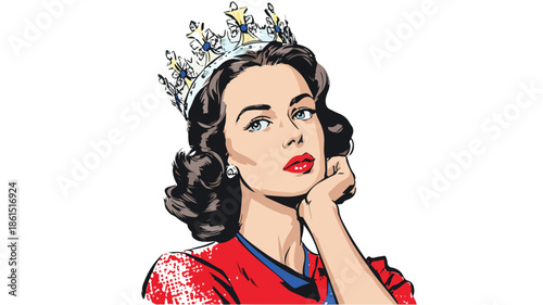 Elegant Queen Cartoon Vector Portrait for Royal Designs and Projects