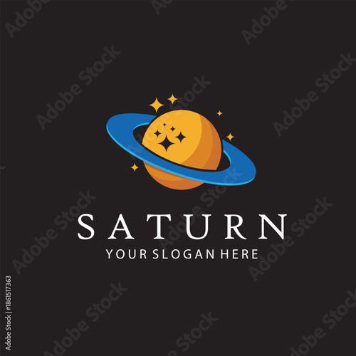 design of planet saturn with stars isolated on white background