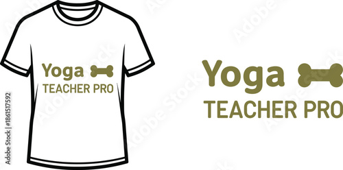 Typography t-shirt design with "Yoga Teacher Pro" lettering; T-shirt themed artwork. isolated on white background