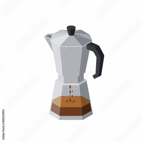 Low Poly Simple Moka Pot Kitchen Equipment Illustration Design