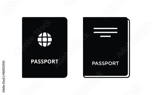Passport Silhouette Minimal Flat Vector