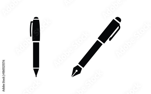 Pen Icon Silhouette Minimal Flat Vector
