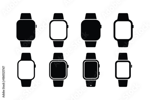 Smartwatch Silhouette Minimal Flat Vector set