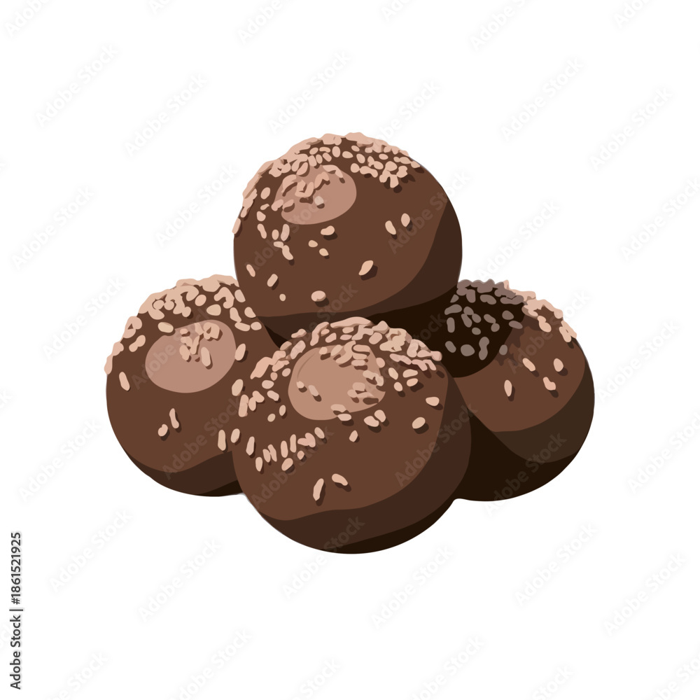 Fototapeta premium Delicious chocolate truffles isolated on white background, Vector