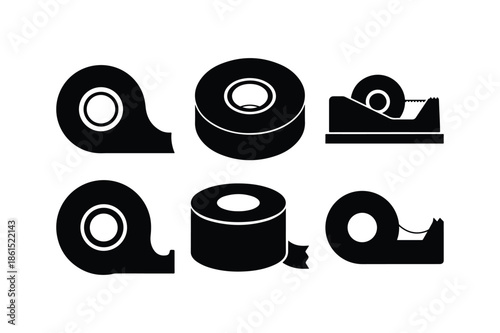 Tape Roll Silhouette Minimal Flat Vector set