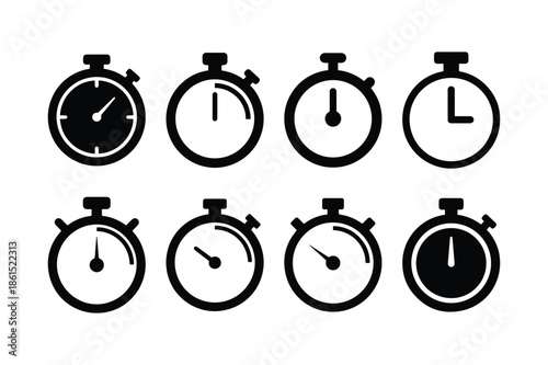 Timer Silhouette Minimal Flat Vector set