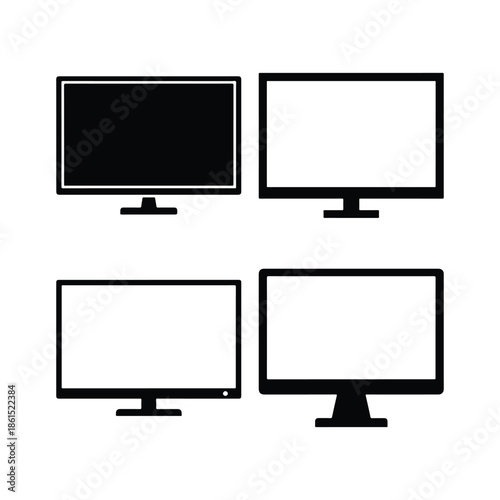TV Screen Silhouette Minimal Flat Vector set