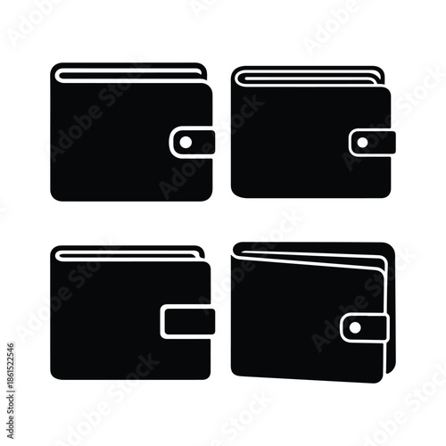 Wallet Silhouette Minimal Flat Vector set