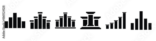 Set of values pillars vector icons isolated on white background. Vector illustration. Black flat design