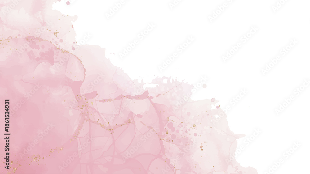Obraz premium Pink Watercolor Background with Gold Marbling for Elegant Invitations and Feminine Design Projects 