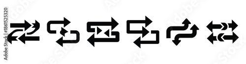 Set of lean workflow arrows vector icons isolated on white background. Vector illustration. Black flat design