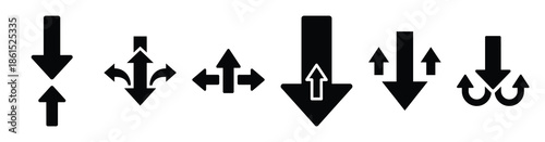 Set of legacy transfer arrows vector icons isolated on white background. Vector illustration. Black flat design