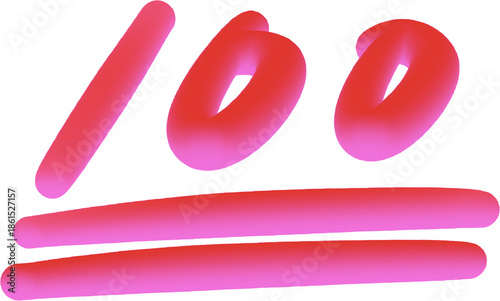 3d red number 100