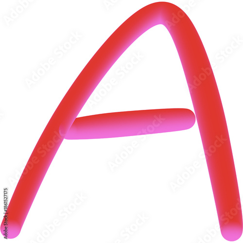 3d red alphabet A