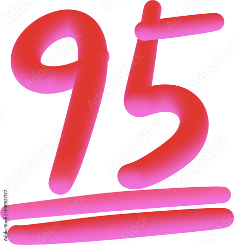 3d red number 95