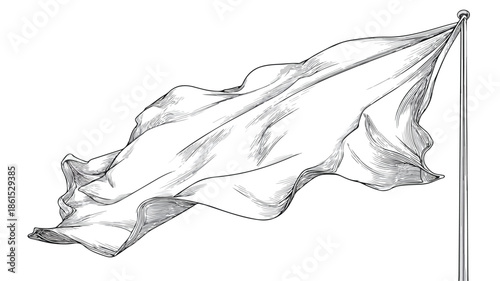 Dynamic Flying Flag Vector Isolated on White Background for Design Projects