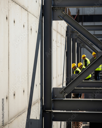 Architectural Concrete and Steel Detail Showing Scale of Construction Site