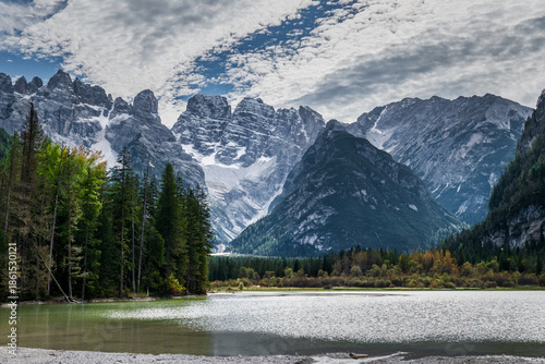 Lago di Landro or lake Landro, Dolomites, Italy