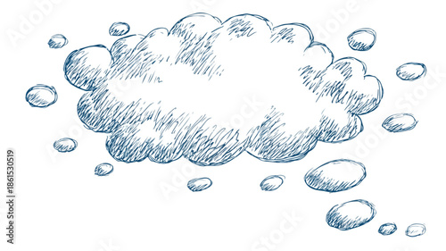 Handdrawn Thought Bubble Cartoon Texture Vector with Outline