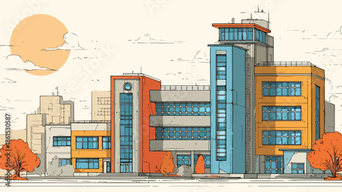 Modern University College Campus High School Buildings Education