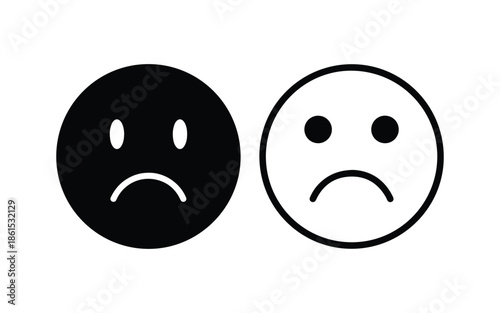 Sad Face Silhouette Minimal Flat Vector