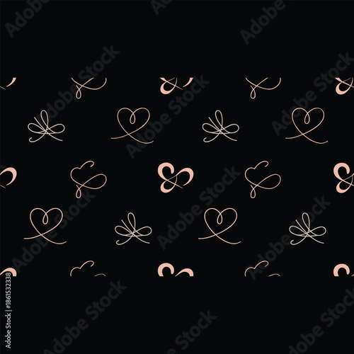 Abstract hearts pattern on black background