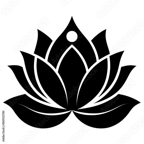 Lotus Silhouette Graphic – Clean White Background Abstract Design
