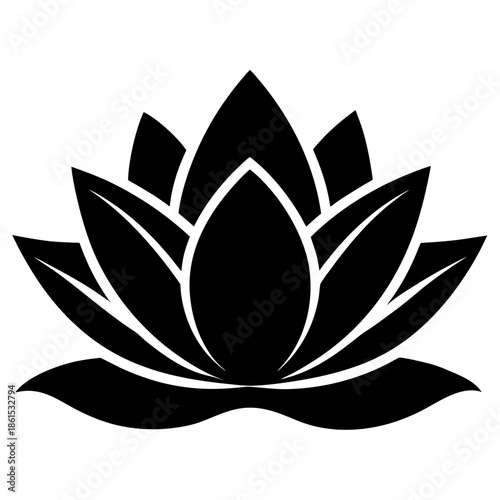Lotus Silhouette Graphic – Clean White Background Abstract Design