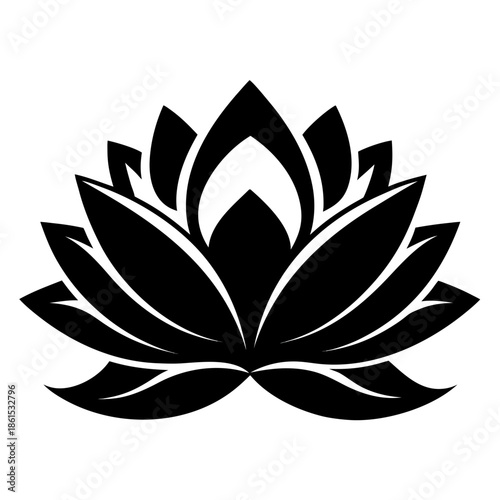 Lotus Silhouette Graphic – Clean White Background Abstract Design