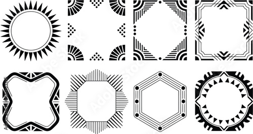 Set of geometric shapes with decorative borders and frames