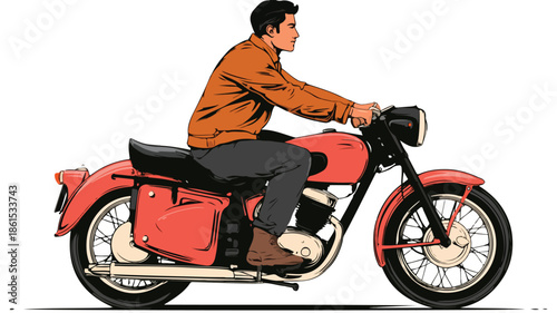 Dynamic Motorcycle Vector Illustration with Rider, Action-Packed Design for Graphics