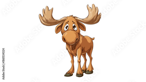 Moose with Sad Face Vector Isolated on White Background