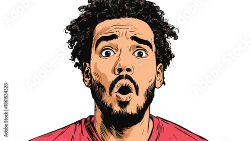 Surprised Man Vector Illustration: Expressive Face of a Man with Shocked Look