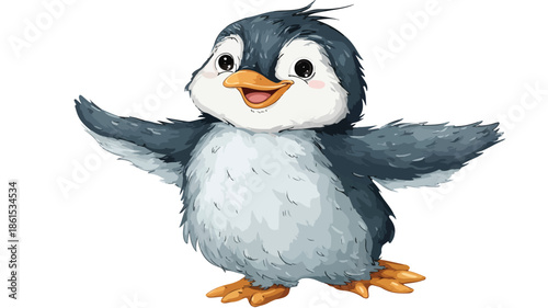 Cheerful Penguin with Happy Expression Vector Illustration