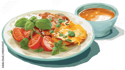 Gourmet Meal with Food Picture and Bowl on Plate - Culinary Delight Visuals