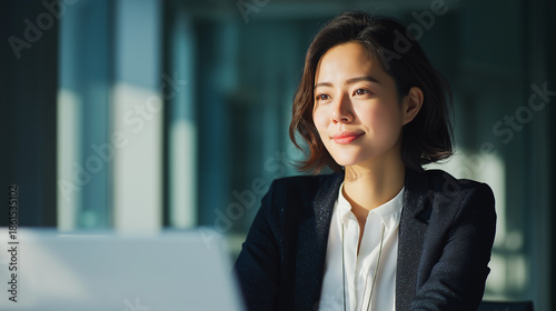 Free Download ネイビー色のスーツを着た女性OLのビジネス風景 - GFXLoad