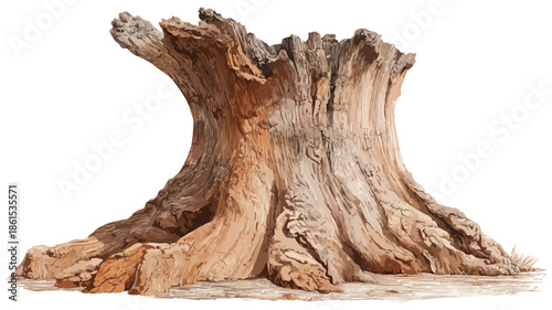 Intricate Tree Trunk Carvings on Transparent Background