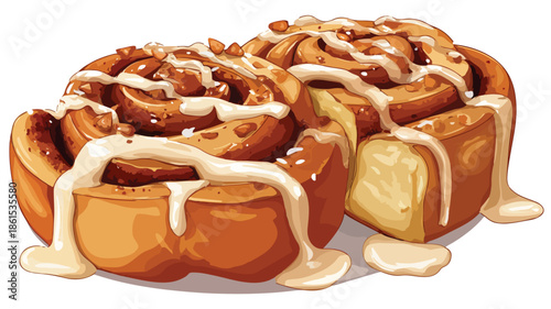 Delicious Cinnamon Roll Isolated Cartoon Vector Illustration