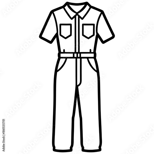 Mechanic Jumpsuit Silhouette Vector – Black on White