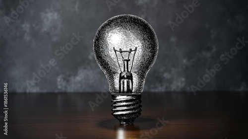 Light Bulb With Filament Inside.