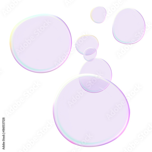 pink crystal bubbles isolated on white background, pinky bubbles