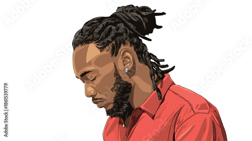 Stylish Black Man Cartoon Vector Illustration with Dread Hairstyle