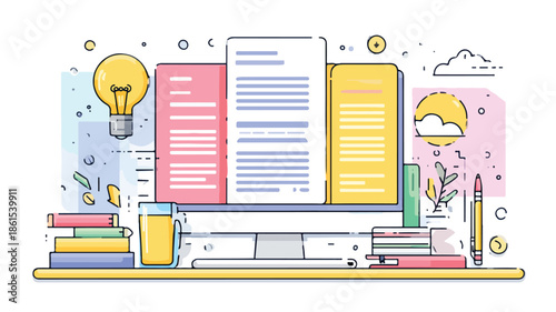 Vibrant Content Management Icon in Vector Illustration for Design Projects