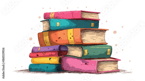 Vibrant Cartoon Pile of Kids' Storybooks for Education and Imagination