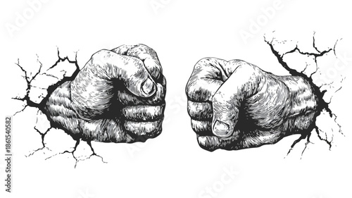 Intimidating Bullying Vector Concept with Clenched Fists