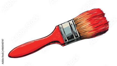 Professional Red Paint Brush Icon Vector Illustration on White Background