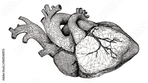Heart Vector Illustration with Outline on White Background