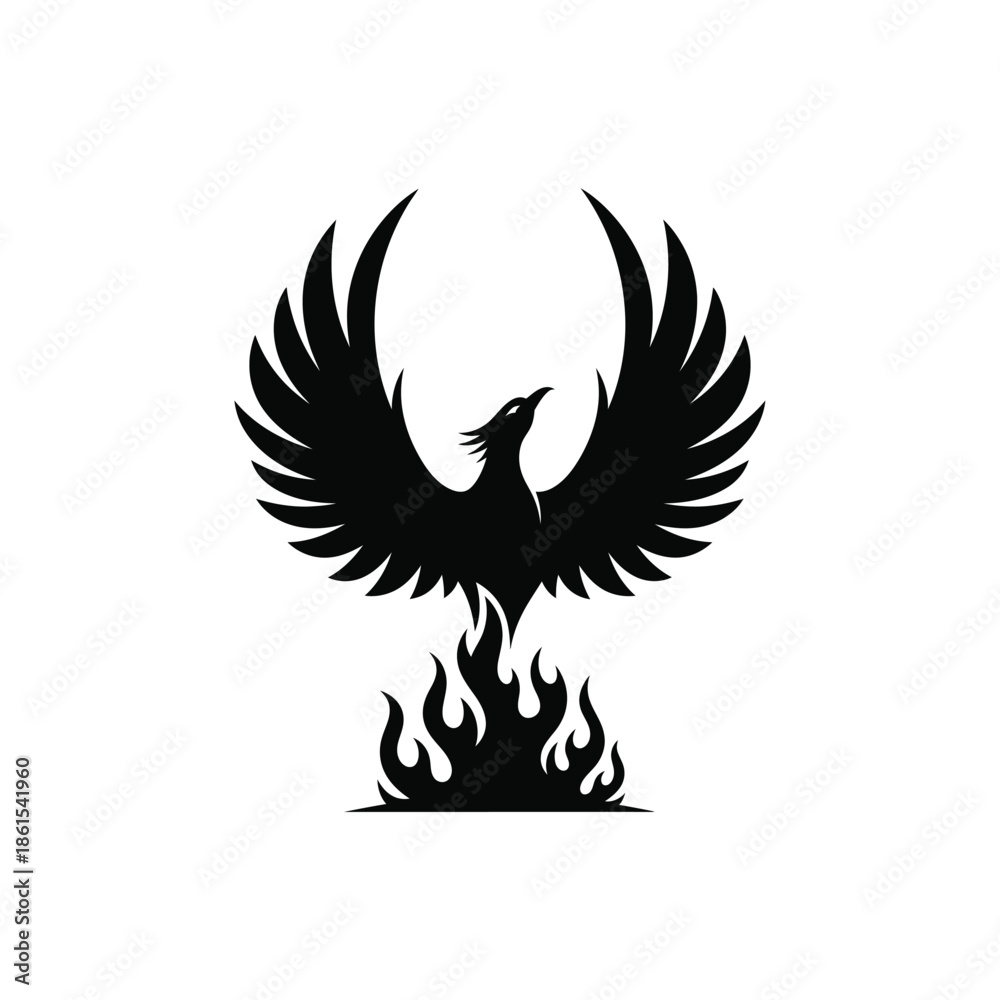 Obraz premium Majestic phoenix rising from flames in dramatic pose