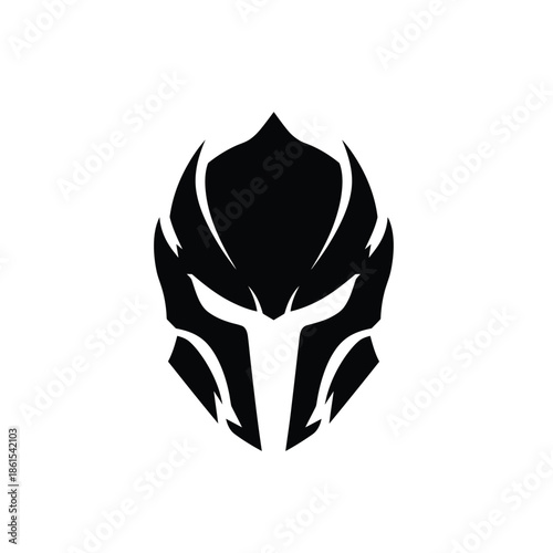 Stunning black knight helmet with sharp horns and white details