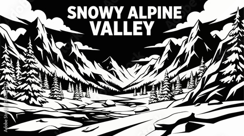 wide alpine valley covered in fresh snow reveals dramatic peaks and winter silence, offering a clean, high contrast landscape ideal for seasonal and luxury travel visuals